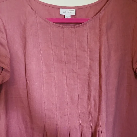 J. Jill Maueve Pink Comfy Cute And Cool 100% Linen Dress Size Large Tall - Picture 4 of 12